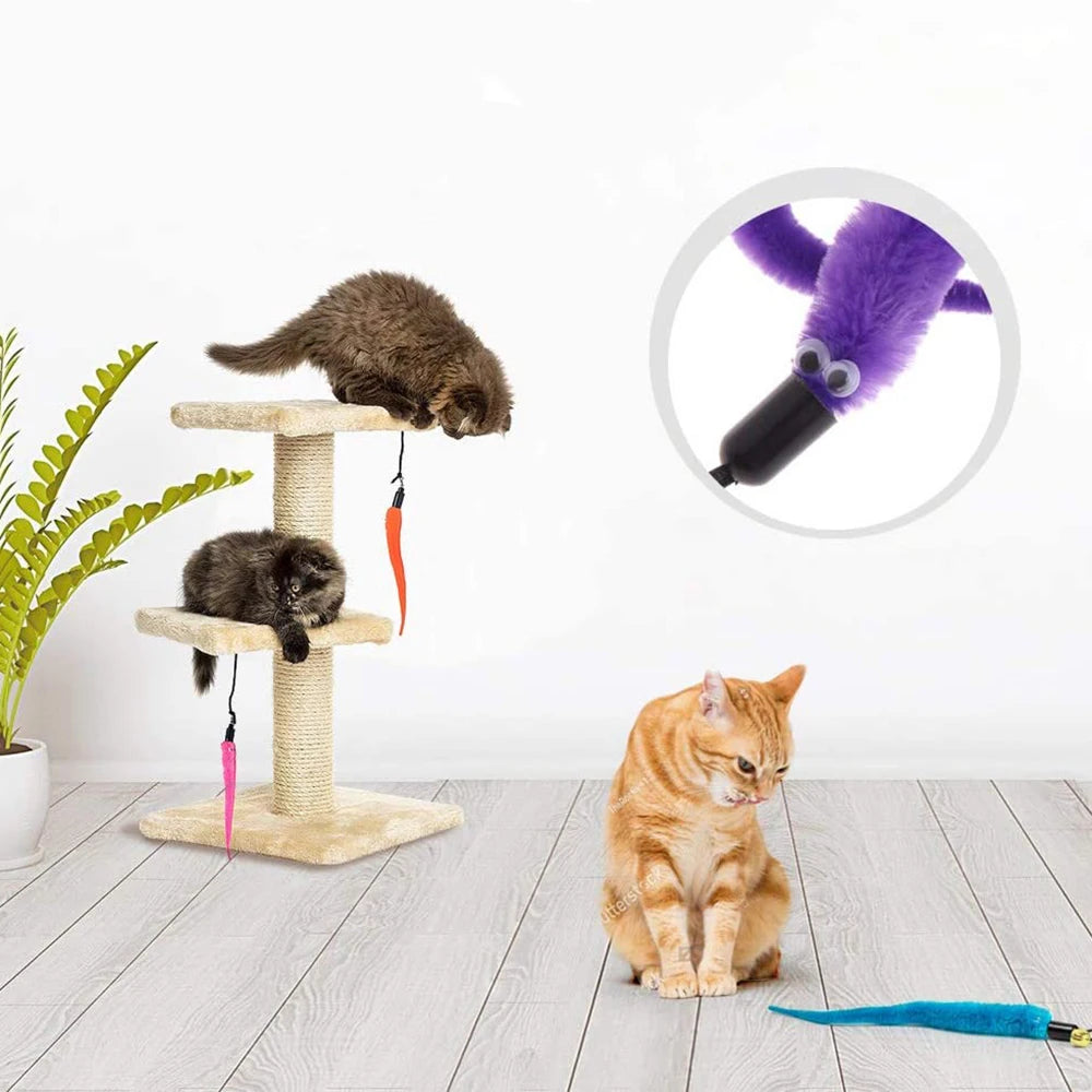 Plush Worm Cat Wand Replacement Heads – Velvet Caterpillar Attachments with Bell (5–11 pcs)