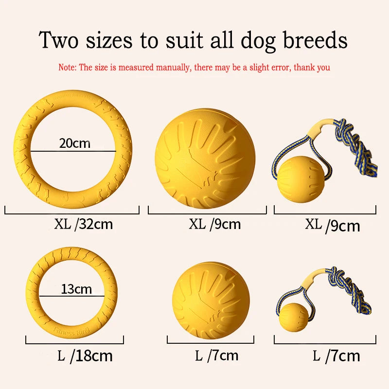 EVA Durable Dog Toy Set – Flying Disc, Ball & Tug Rope for Puppies & Adult Dogs (4 Pack)