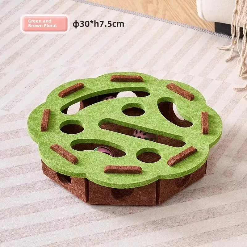 Felt Cat Puzzle Box – Interactive Exercise Toy with Ball for Indoor Hunting Play