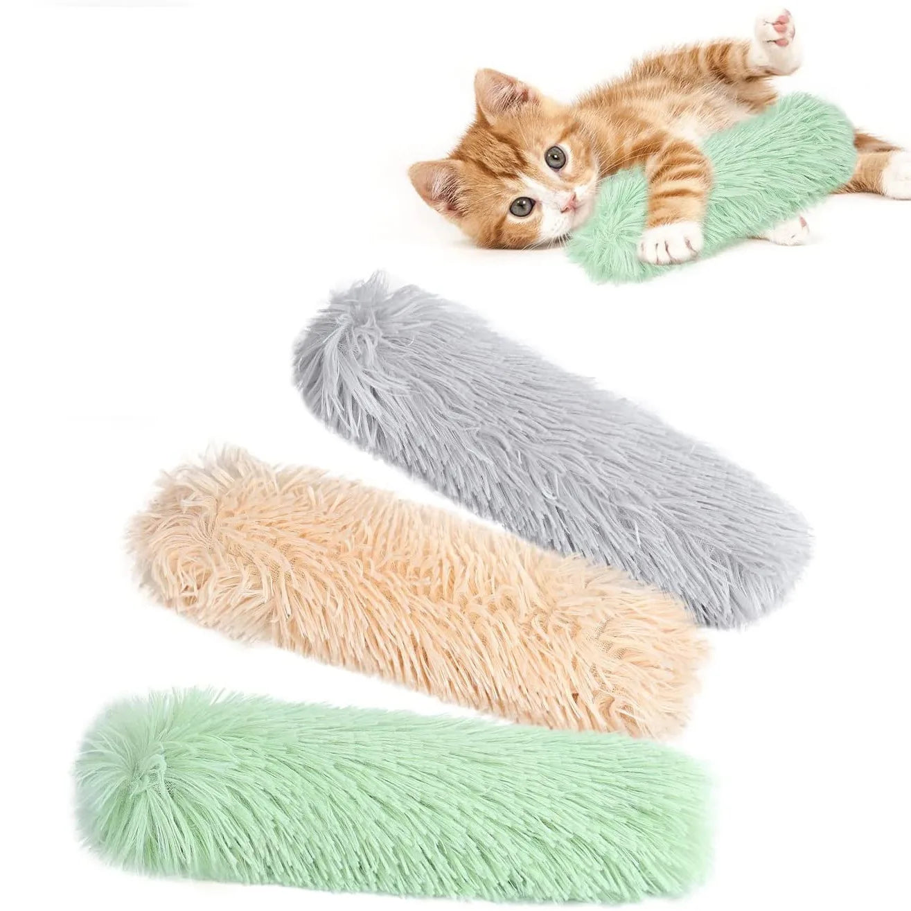 Catnip Plush Bite Strip Pillow Cat Chew Toy – Self-Play Teaser for Indoor Cats (4 Colors)