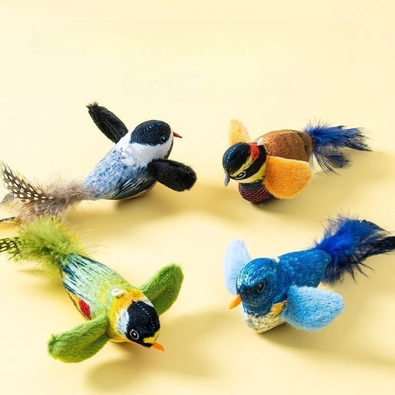 Wall Hanging Bird Cat Teaser Toy – Realistic Sound Catnip Plush for Indoor Cat Chasing