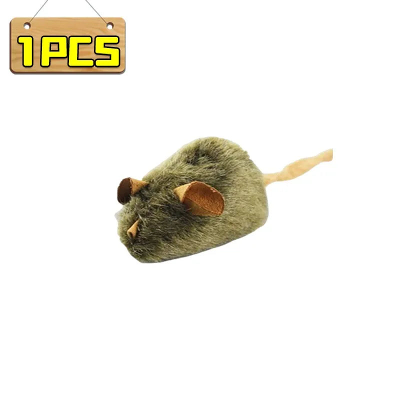 Squeaky Mouse Plush Cat Chew Toy – Bite-Resistant Imitation Mice for Kittens (1, 3 or 5 Pack)