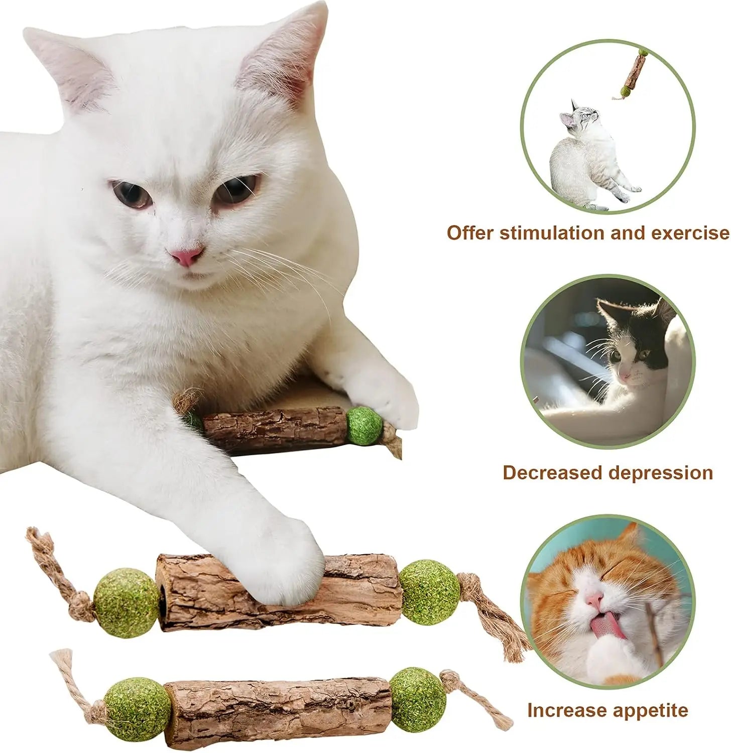 Natural Catnip & Silvervine Molar Sticks for Cats