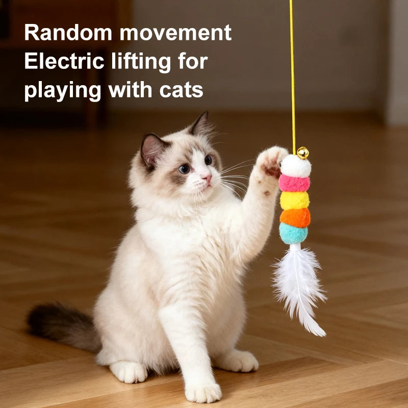 Electric Door Hanging Cat Toy – Auto Swing Feather with 2 Ropes for Self-Play & Cat Teasing