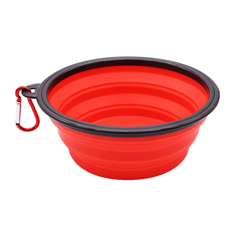 2-in-1 Portable Silicone Dog Bowl with Carabiner – Food & Water Travel Feeder