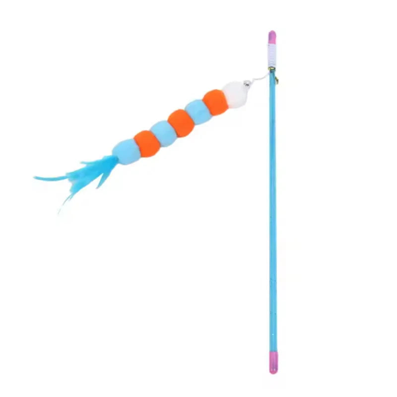 Bell & Feather Cat Teaser Rod – Interactive Wand Toy for Cats & Kittens