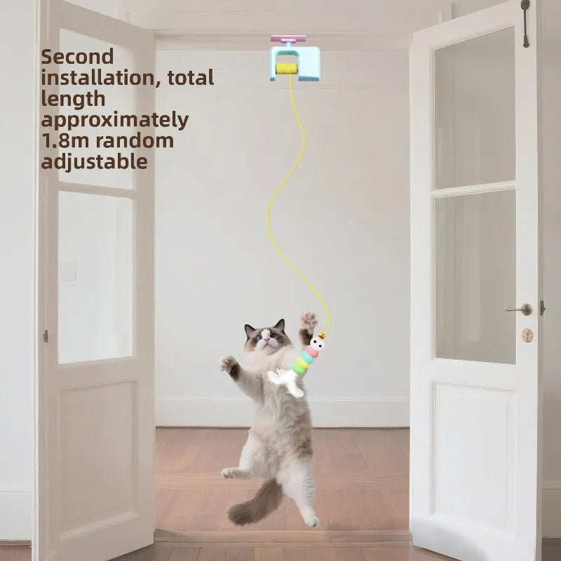 Wiggly Wonder Hanging Cat Toy - Interactive Flying Feather Teaser for Jumping Kittens