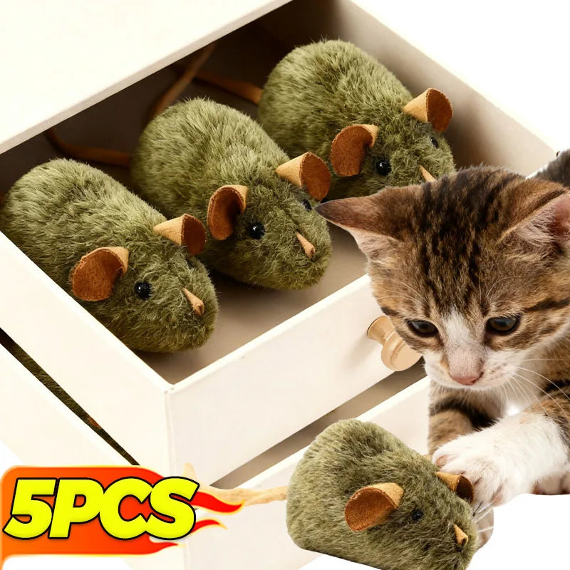 Squeaky Mouse Plush Cat Chew Toy – Bite-Resistant Imitation Mice for Kittens (1, 3 or 5 Pack)