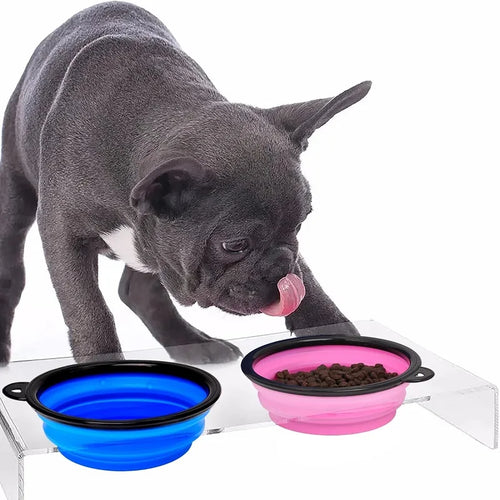 2-in-1 Portable Silicone Dog Bowl with Carabiner – Food & Water Travel Feeder