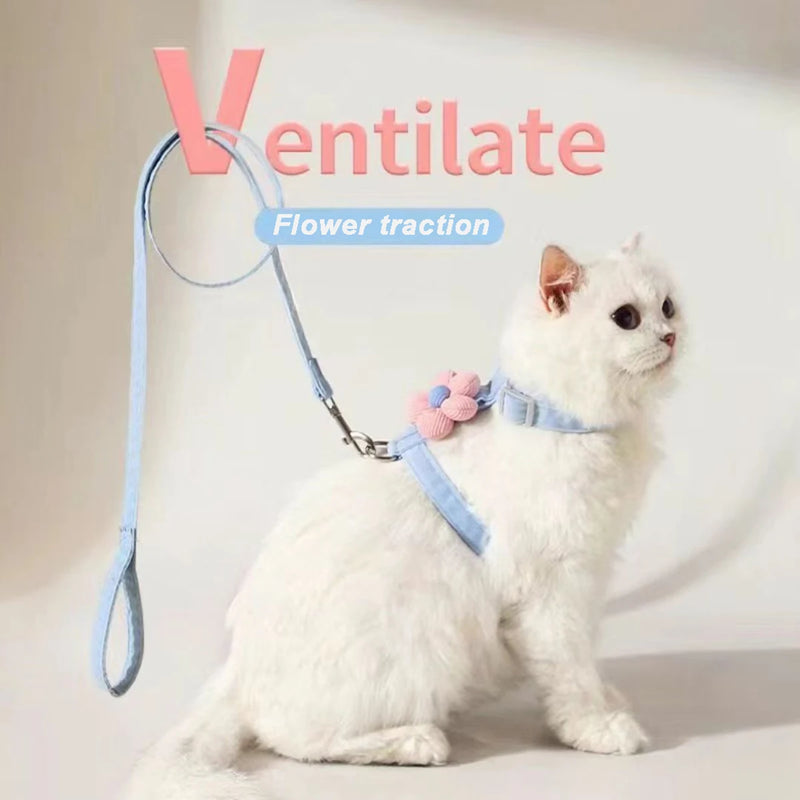 Adjustable Escape-Proof Cat Harness & Leash Set – Breathable, Lightweight & No-Pull Design for Safe Outdoor Walks (S-M, Fits 1.5-7.5kg)