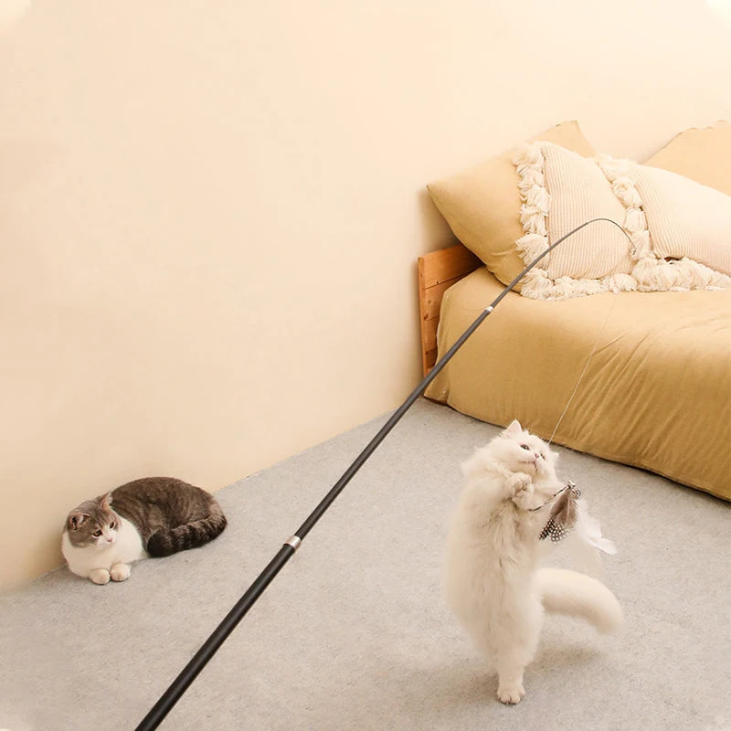 1.8m Telescopic Cat Fishing Rod – Extra Long Feather Wand for Scratch-Free Interactive Play