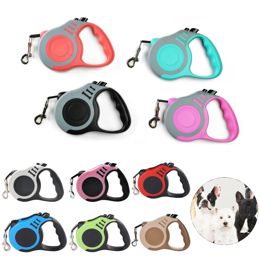 Retractable Dog Leash – Strong Nylon, 3m & 5m, for Small to Large Dogs & Cats