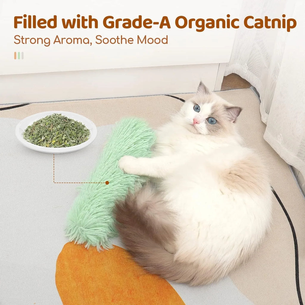Catnip Plush Bite Strip Pillow Cat Chew Toy – Self-Play Teaser for Indoor Cats (4 Colors)