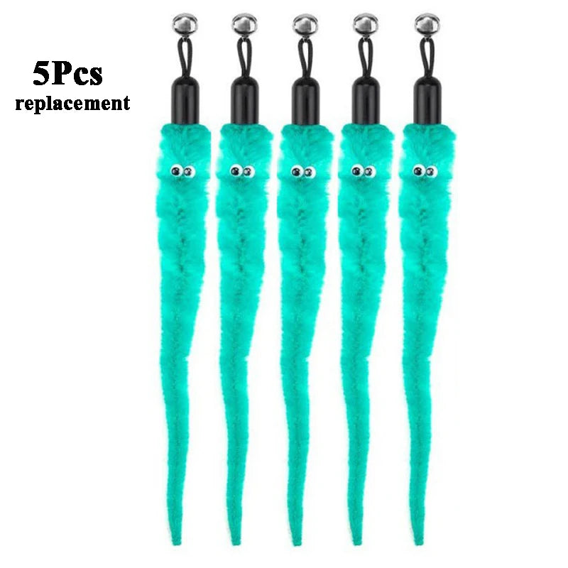 Plush Worm Cat Wand Replacement Heads – Velvet Caterpillar Attachments with Bell (5–11 pcs)