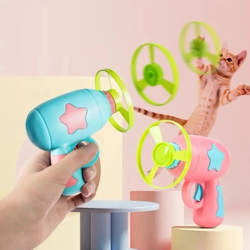 Mini Flying Disc Launcher Cat Toy – Interactive Shooting Gun for Kitten Chase & Fetch Games