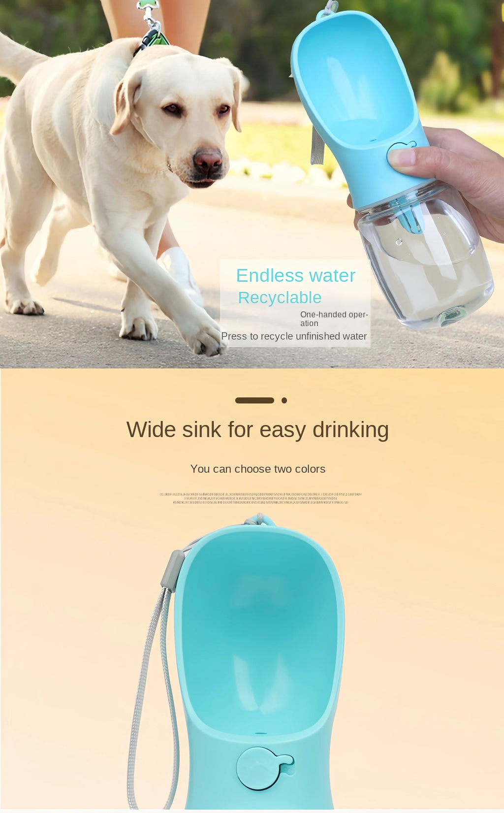 Portable Pet Water Bottle & Food Container – 2-in-1 Travel Feeder Bowl for Dogs & Cats