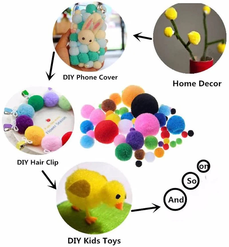 30-300Pcs Pom Poms Fluffy Soft Pompom Ball 8/10/15/20/25/30mm Handmade Sewing Craft DIY Kids Toy Christmas Weddinrg Decoration