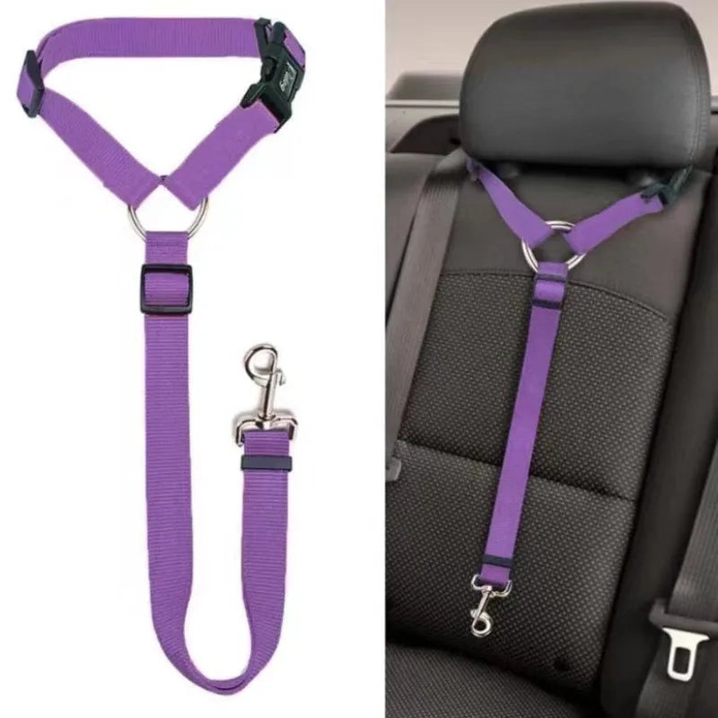 2-in-1 Pet Car Seat Belt & Dog Harness – Adjustable Nylon Safety Leash for Dogs