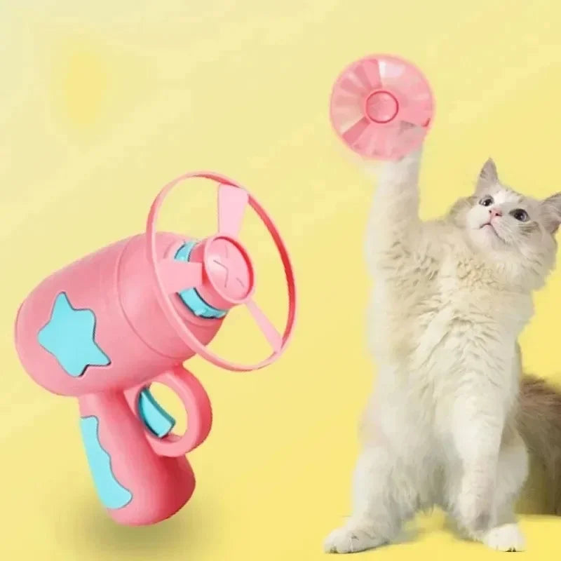 Mini Flying Disc Launcher Cat Toy – Interactive Shooting Gun for Kitten Chase & Fetch Games