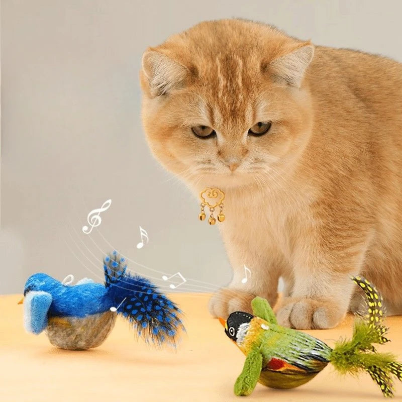 Wall Hanging Bird Cat Teaser Toy – Realistic Sound Catnip Plush for Indoor Cat Chasing