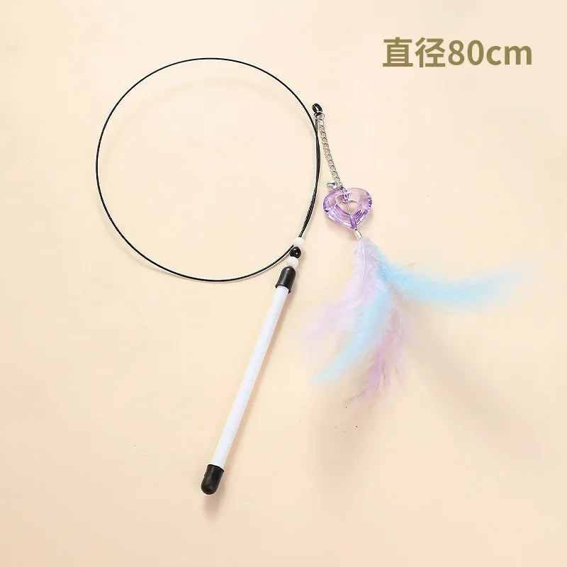 Feather Fish & Bell Teaser Wand – Interactive Stick Toy for Kittens & Cats