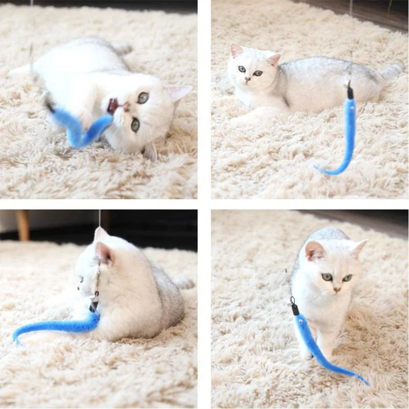 Plush Worm Cat Wand Replacement Heads – Velvet Caterpillar Attachments with Bell (5–11 pcs)