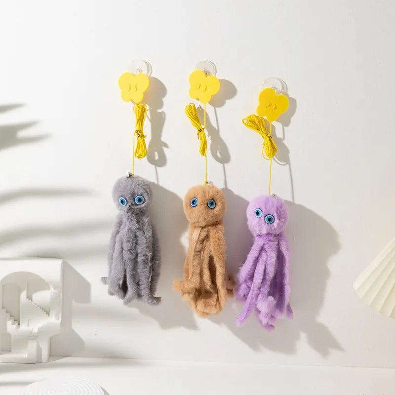 Interactive Cat Hanging Toy Set – Colorful Bird & Fish Feather Teaser for Indoor Cats