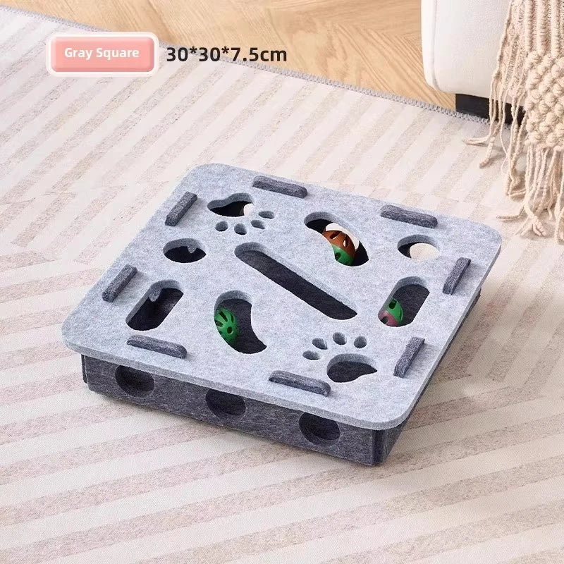 Felt Cat Puzzle Box – Interactive Exercise Toy with Ball for Indoor Hunting Play