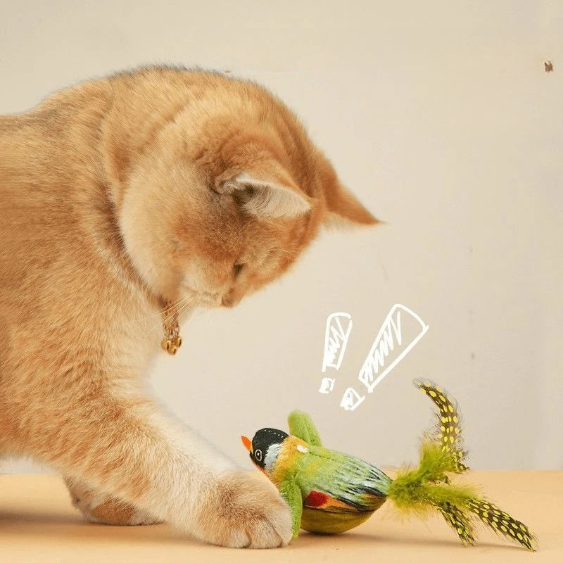 Wall Hanging Bird Cat Teaser Toy – Realistic Sound Catnip Plush for Indoor Cat Chasing