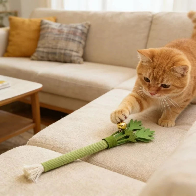 Catnip Molar Stick Cat Chew Toy – Teeth Cleaning & Self-Play Squeaky Toy for Indoor Cats