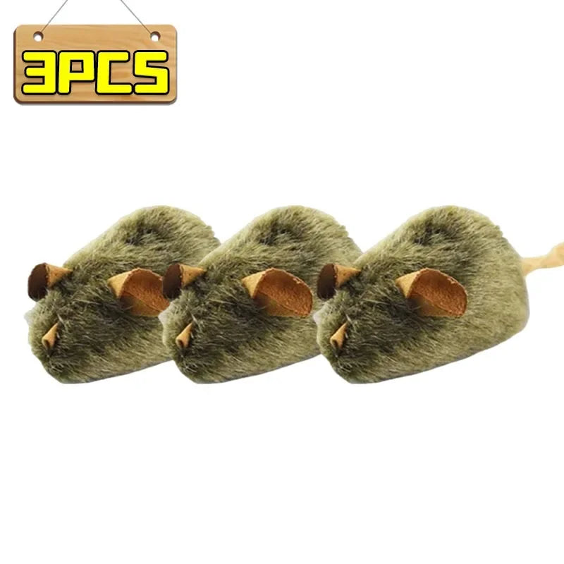 Squeaky Mouse Plush Cat Chew Toy – Bite-Resistant Imitation Mice for Kittens (1, 3 or 5 Pack)