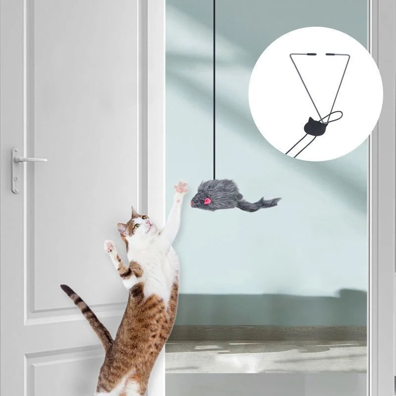Door Hanging Plush Cat Toy – Stress Relief Kitten Teaser for Living Room Play