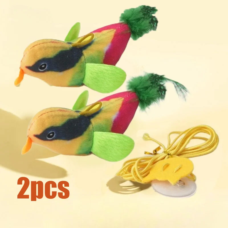 Wall Hanging Bird Cat Teaser Toy – Realistic Sound Catnip Plush for Indoor Cat Chasing