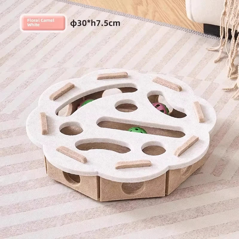 Felt Cat Puzzle Box – Interactive Exercise Toy with Ball for Indoor Hunting Play