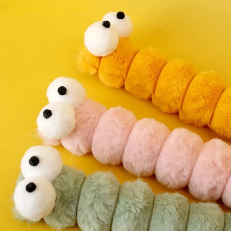 Catnip Caterpillar Plush Cushion Cat Chew Toy – Companionship & Teaser Stick for Kittens