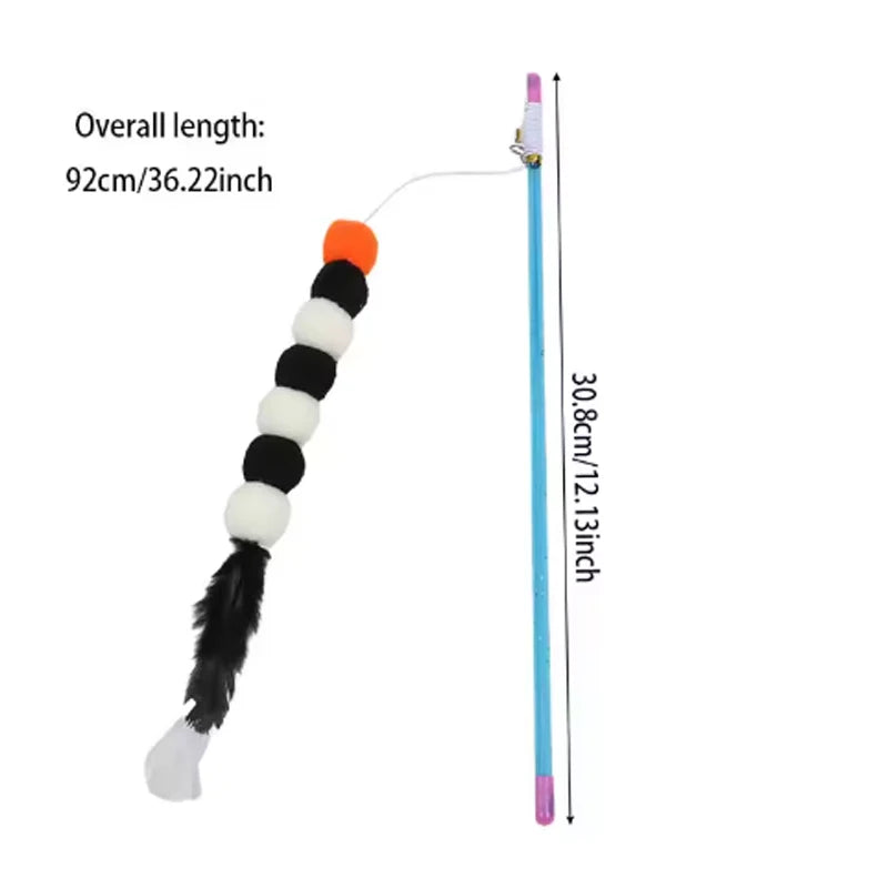 Bell & Feather Cat Teaser Rod – Interactive Wand Toy for Cats & Kittens
