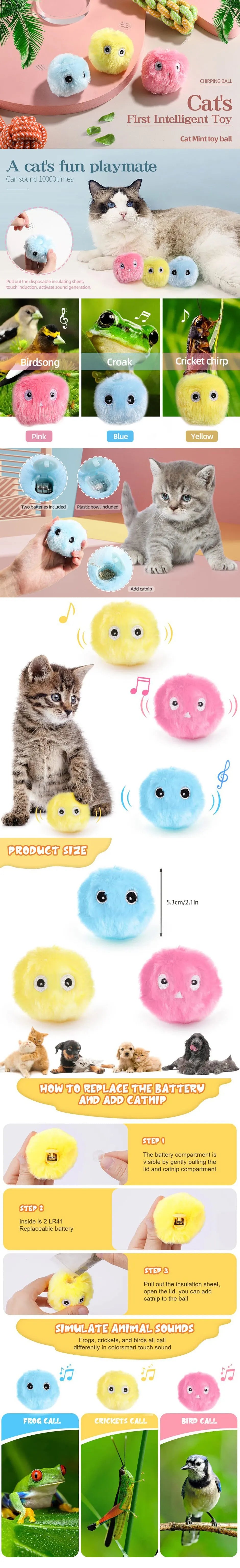 Magic Sound Catnip Cat Ball – Self-Entertainment Sounding Plush Toy for Boredom Relief