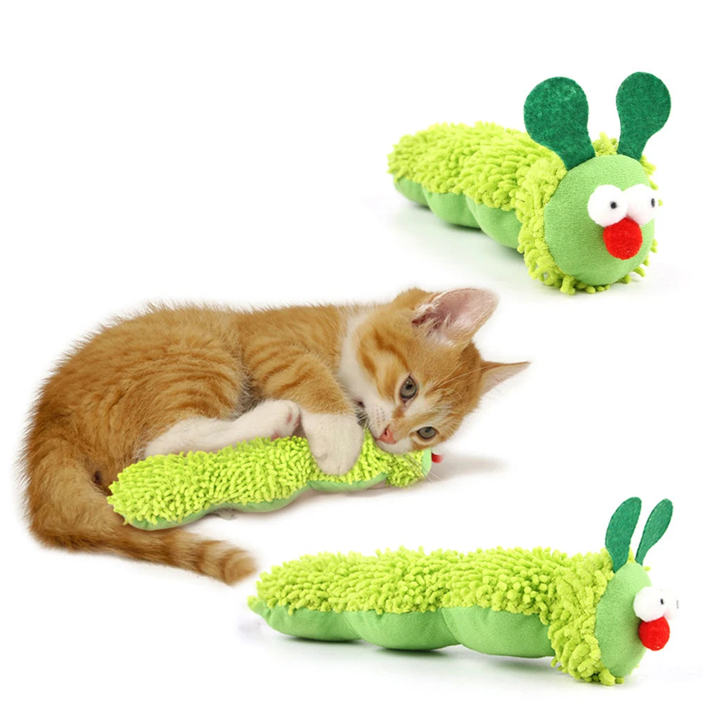Caterpillar Catnip & Silvervine Cat Chew Toy – Molar Teaser for Kitten Dental Health