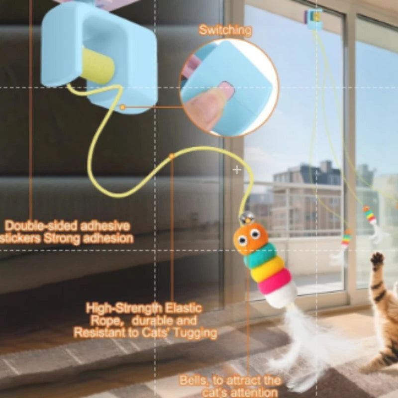 Wiggly Wonder Hanging Cat Toy - Interactive Flying Feather Teaser for Jumping Kittens