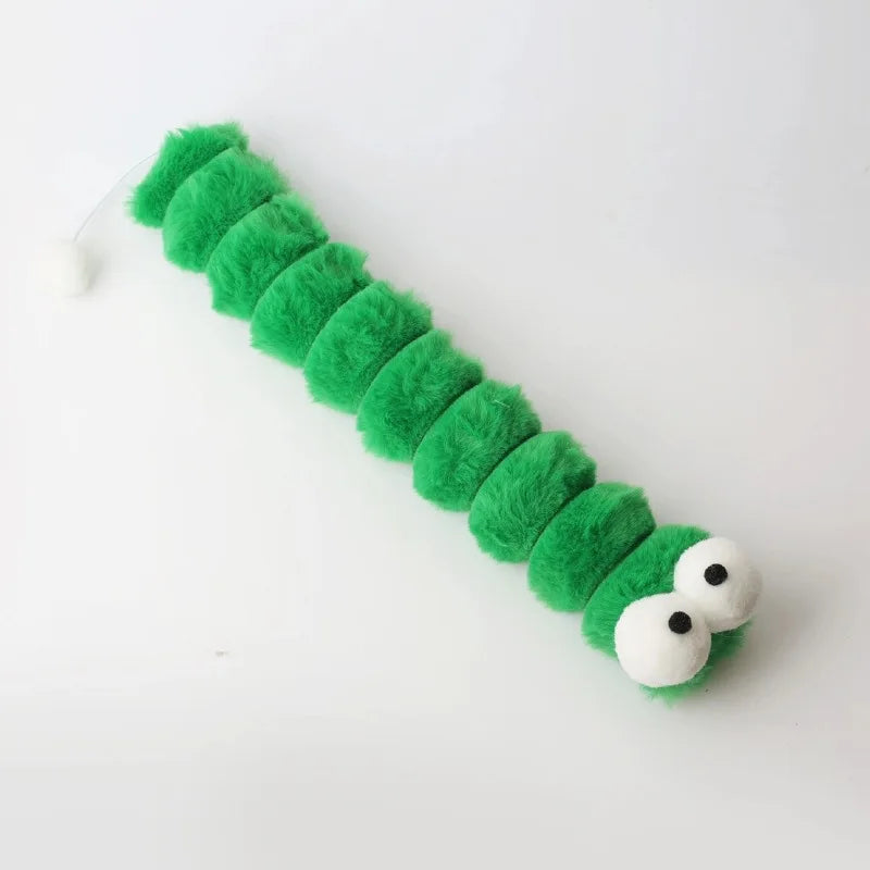 Catnip Caterpillar Plush Cushion Cat Chew Toy – Companionship & Teaser Stick for Kittens