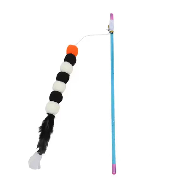 Bell & Feather Cat Teaser Rod – Interactive Wand Toy for Cats & Kittens