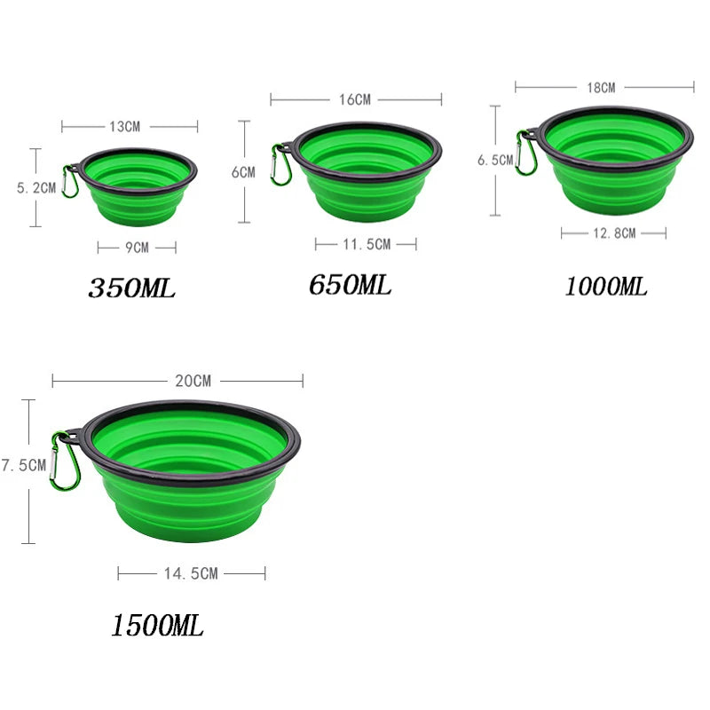 2-in-1 Portable Silicone Dog Bowl with Carabiner – Food & Water Travel Feeder