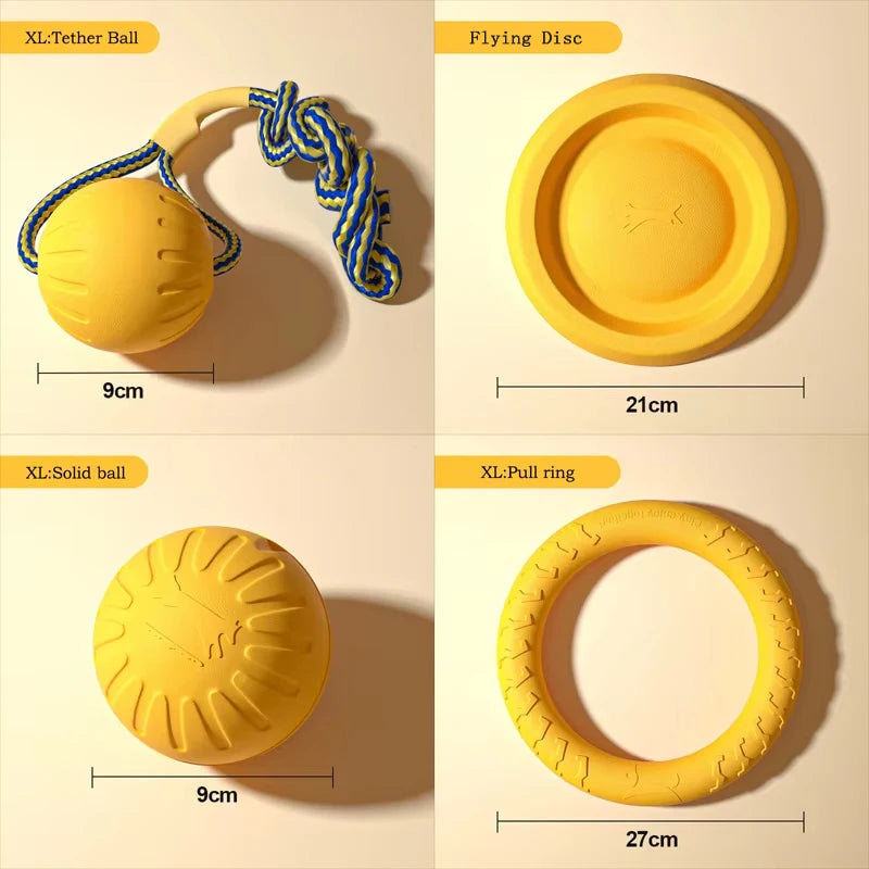 EVA Durable Dog Toy Set – Flying Disc, Ball & Tug Rope for Puppies & Adult Dogs (4 Pack)