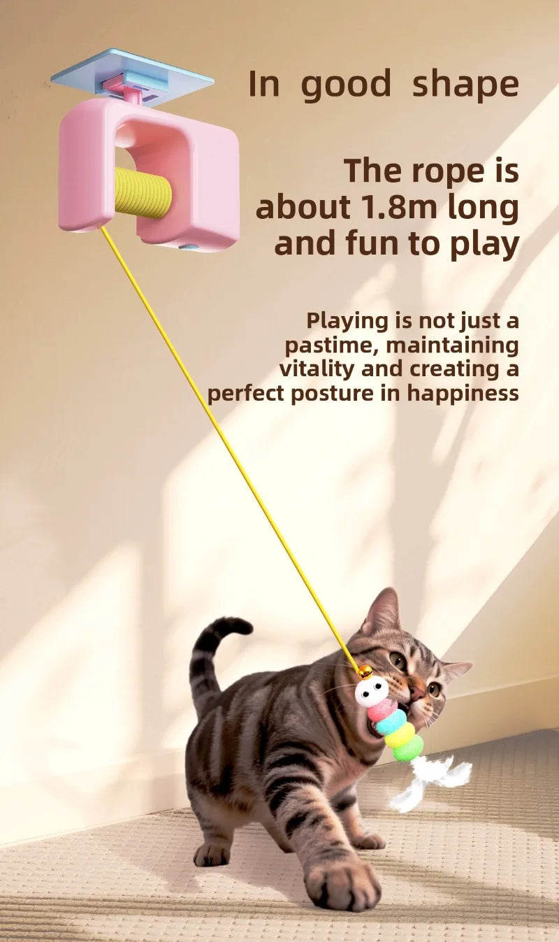 Hanging Automatic Caterpillar & Flying Bird Cat Toy – Self-Play for Indoor Cats