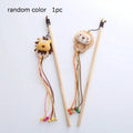 Wooden Cartoon Cat Wand Toy with Bell – Interactive Plush Teaser Stick for Kitten Play & Bonding
