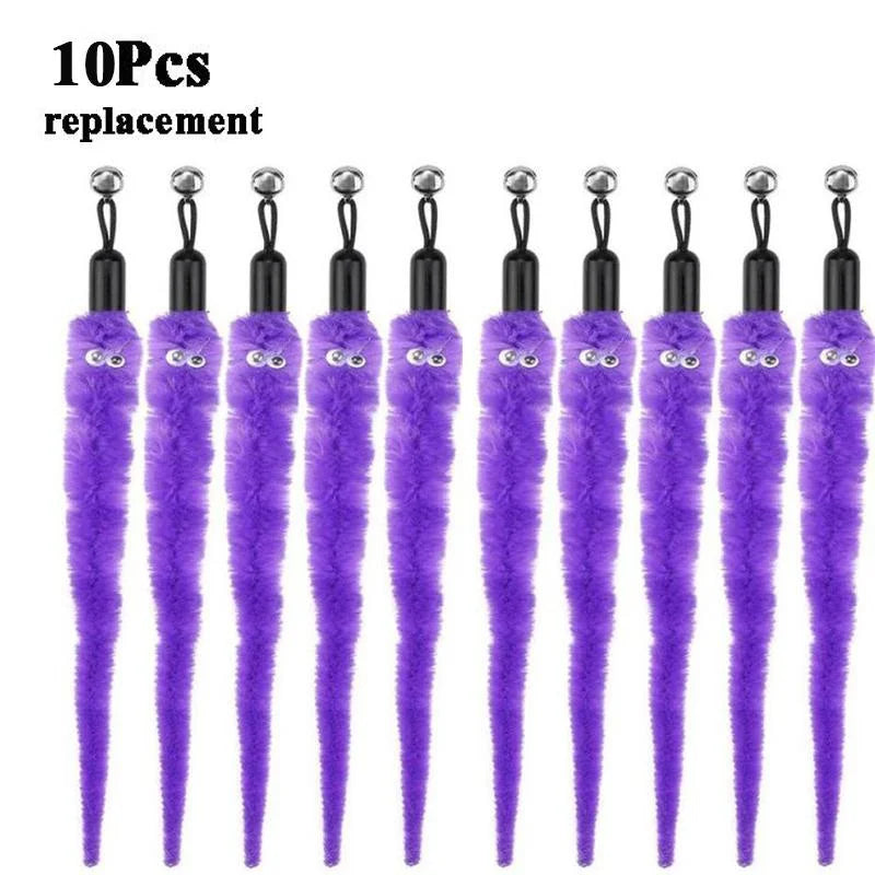 Plush Worm Cat Wand Replacement Heads – Velvet Caterpillar Attachments with Bell (5–11 pcs)