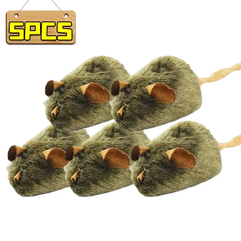 Squeaky Mouse Plush Cat Chew Toy – Bite-Resistant Imitation Mice for Kittens (1, 3 or 5 Pack)