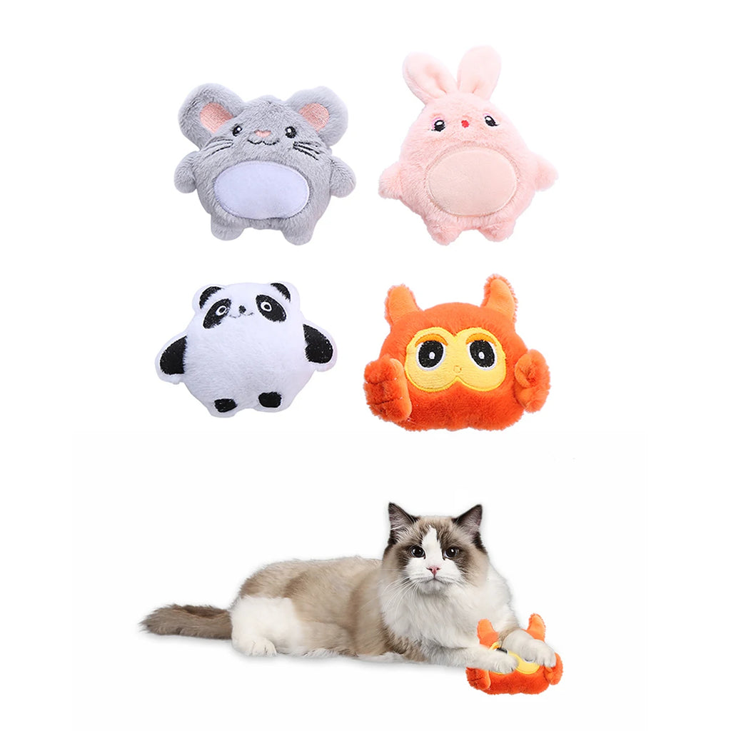 Catnip Cartoon Animal Plush Crinkle Cat Toy – Cute Cloth Toy with Sound Paper for Kittens