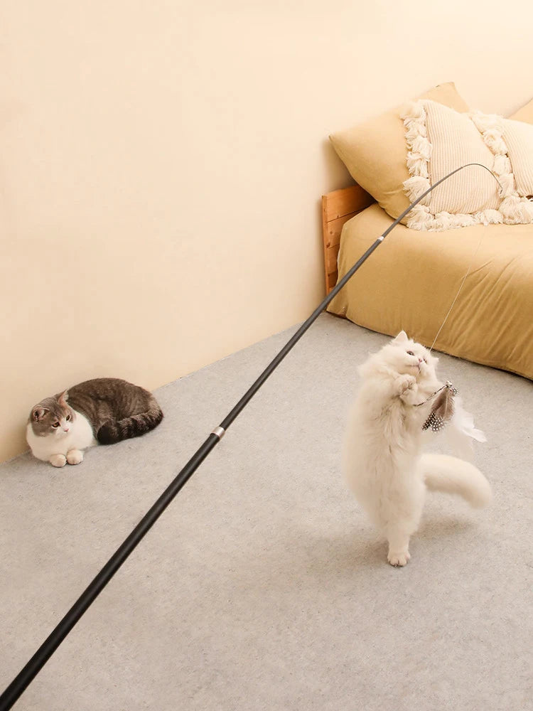 1.8m Telescopic Cat Fishing Rod – Extra Long Feather Wand for Scratch-Free Interactive Play