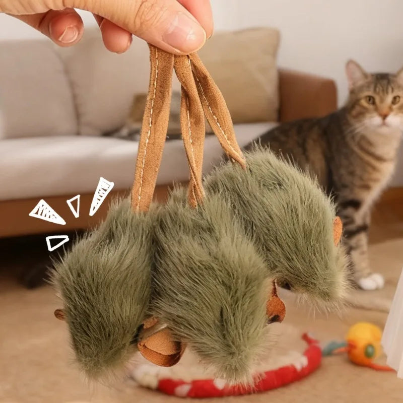 Squeaky Mouse Plush Cat Chew Toy – Bite-Resistant Imitation Mice for Kittens (1, 3 or 5 Pack)